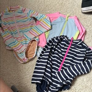 Crewcuts and Gap Kids Swim Rashguards - Multicolor, Pink, and Navy Stripes
